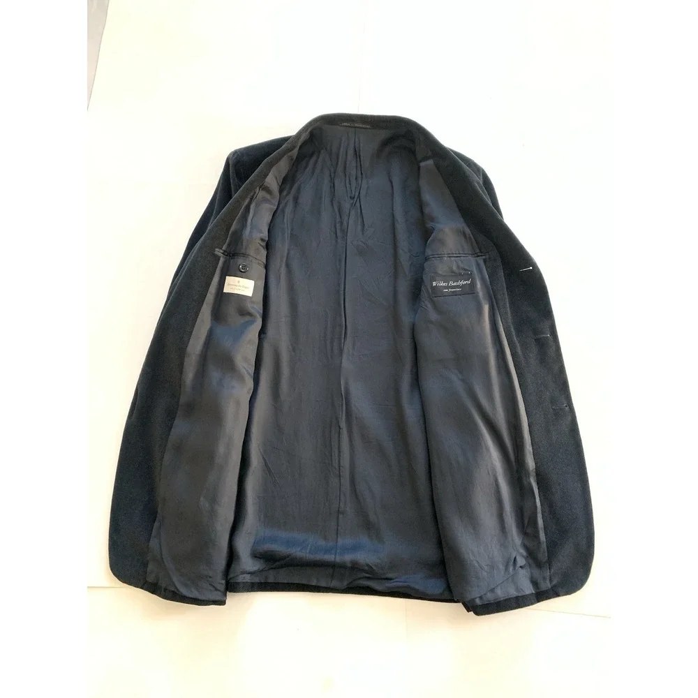 Ermenegildo Zegna Soft Men's 44 Black Corduroy Blazer Switzerland 3 Button